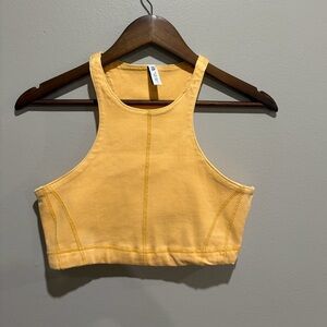 Zara Yellow Cropped Cotton Tank Top Size S